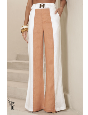 Conjunto Blusa e Calça Bicolor Lilla Branco