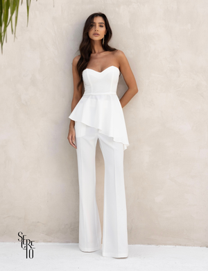 Conjunto Blusa Assimetrica e Calça Alfaiataria Lucia Branco