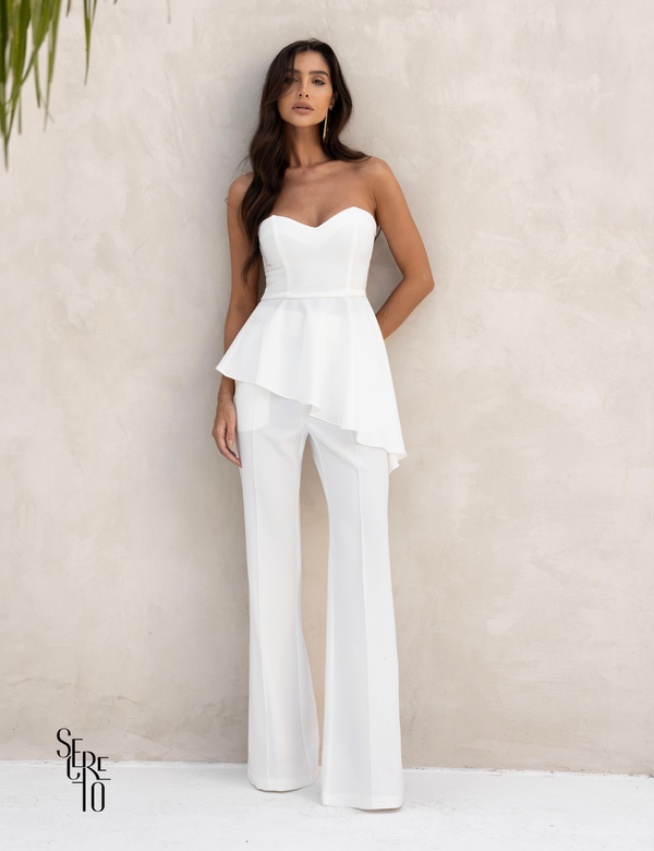 Conjunto Blusa Assimetrica e Calça Alfaiataria Lucia Branco