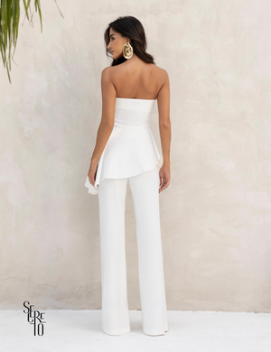 Conjunto Blusa Assimetrica e Calça Alfaiataria Lucia Branco