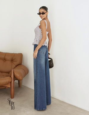 Calça Jeans Wide Biah Azul