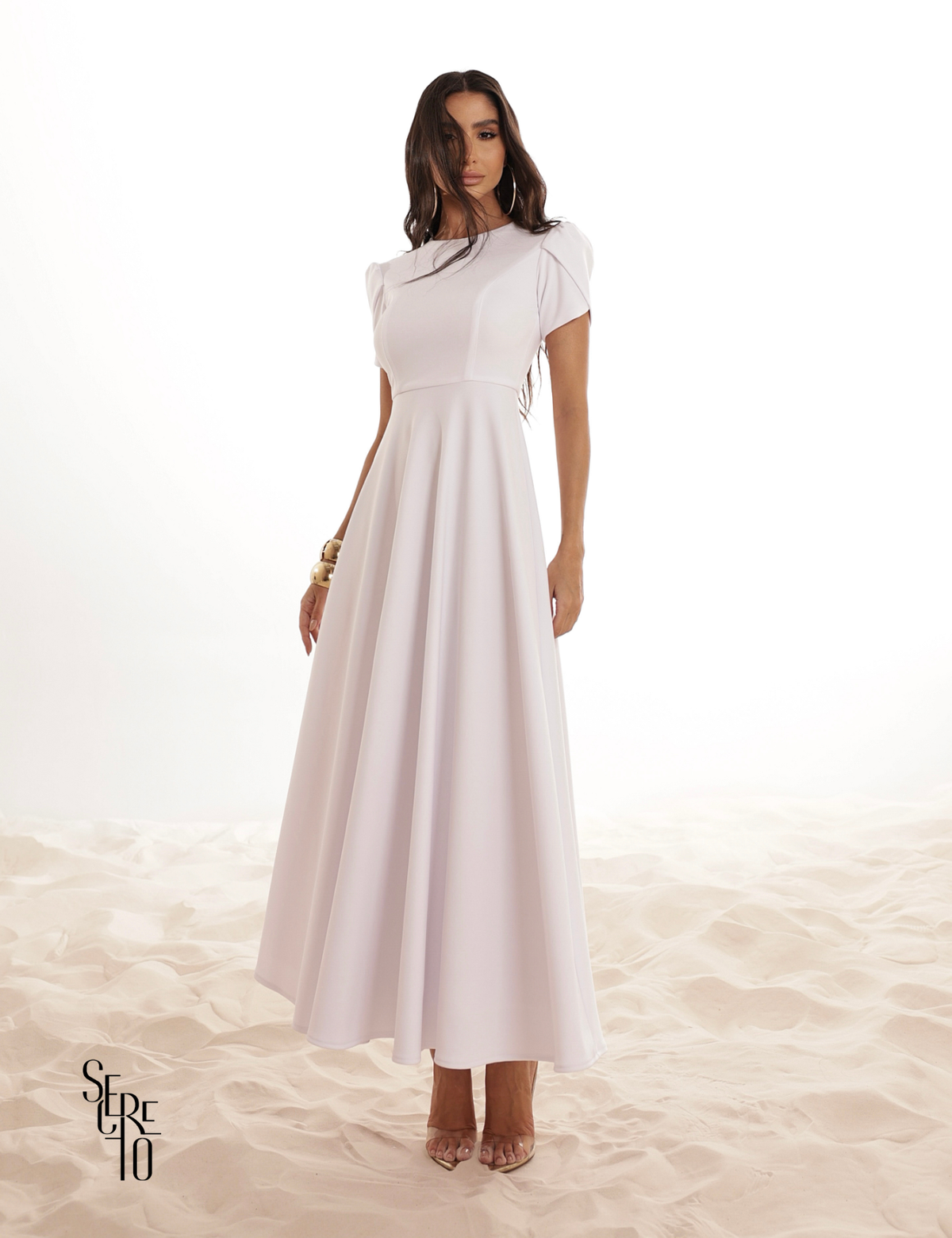 Vestido Longo Scuba Crepe Katherine Branco