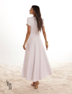 Vestido Longo Scuba Crepe Katherine Branco