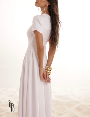 Vestido Longo Scuba Crepe Katherine Branco