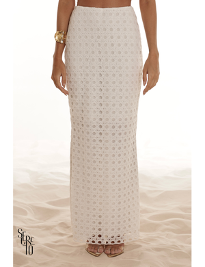 Conjunto Blusa e Saia Guipure Laura Branco