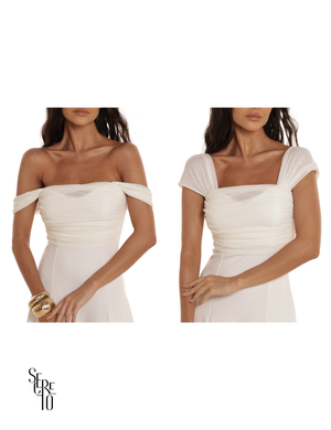 Vestido Midi Ombro a Ombro Luana Off White