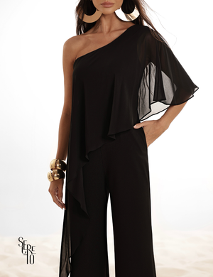 Macacão Assimétrico Bella Preto