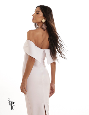 Vestido Midi Ombro a Ombro Margot Branco