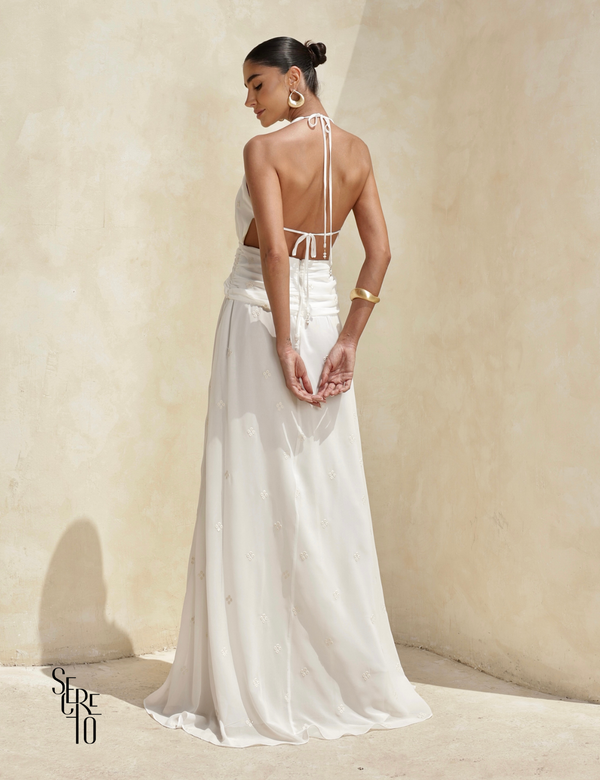Vestido Longo Bordado Sofia Branco