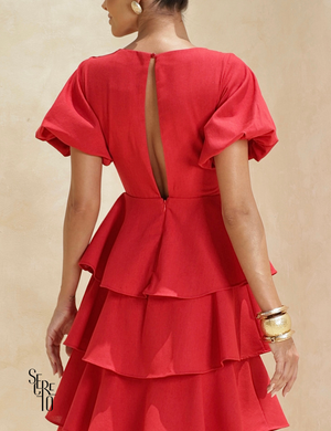 Vestido Longo Camadas Rosana Vermelho