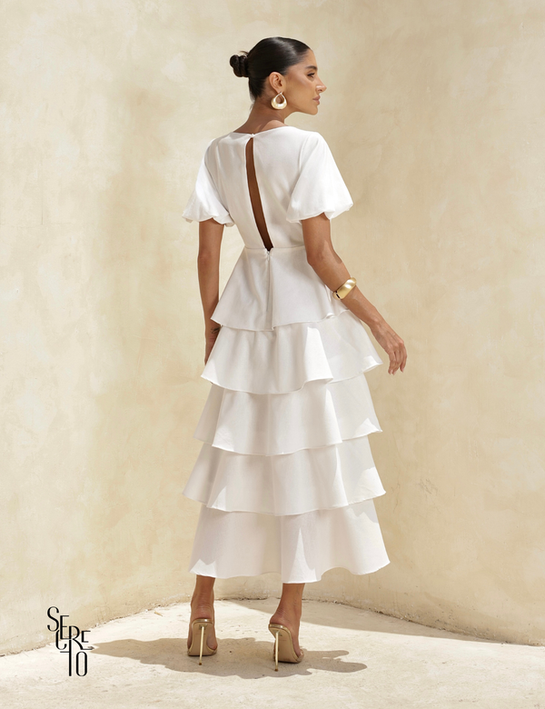 Vestido Longo Camadas Rosana Off White
