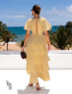 Vestido Longo Camadas Rosana Manteiga