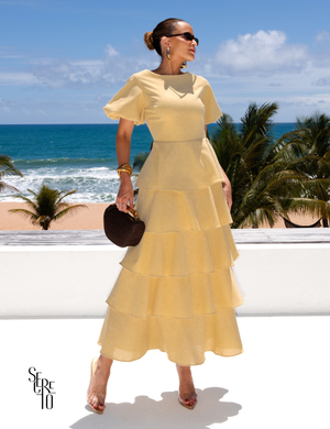 Vestido Longo Camadas Rosana Manteiga