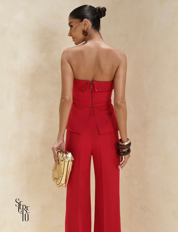 Conjunto Blusa e Calça Alfaiataria Nathalia Vermelho