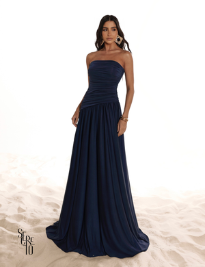 Vestido Longo Capa Versátil Paula Azul Marinho