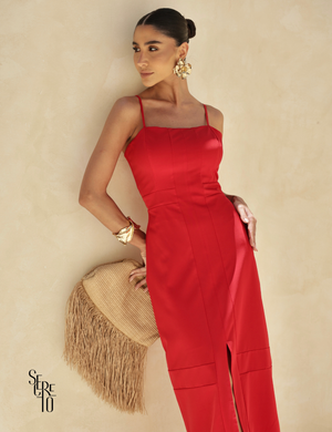 Vestido Midi Alfaiataria Cheila Vermelho