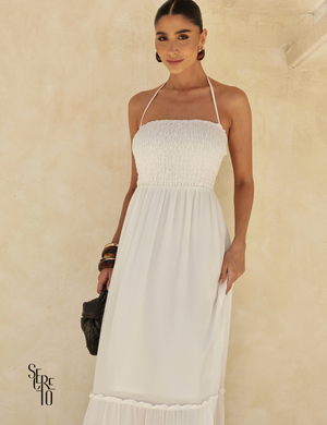 Vestido Longo Detalhe Costas Isabella Branco