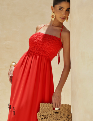 Vestido Longo Detalhe Costas Isabella Vermelho