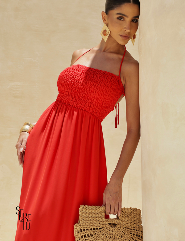 Vestido Longo Detalhe Costas Isabella Vermelho