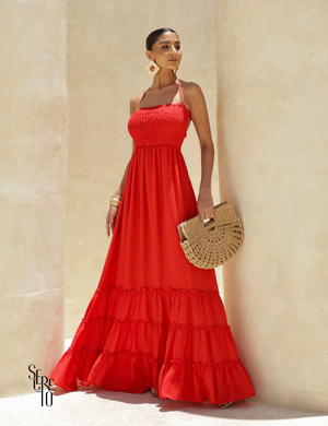 Vestido Longo Detalhe Costas Isabella Vermelho