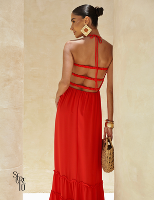 Vestido Longo Detalhe Costas Isabella Vermelho