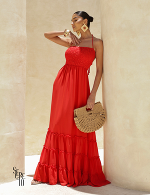 Vestido Longo Detalhe Costas Isabella Vermelho