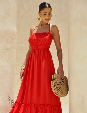 Vestido Longo Detalhe Costas Isabella Vermelho