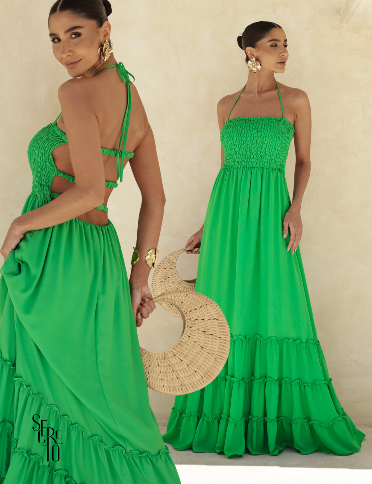 Vestido Longo Detalhe Costas Isabella Verde