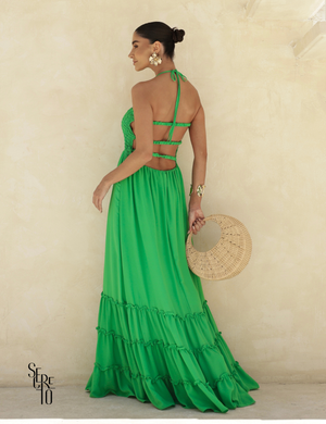 Vestido Longo Detalhe Costas Isabella Verde