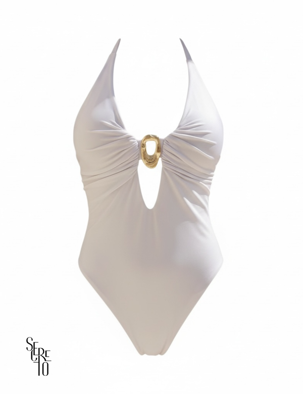 Conjunto Body e Pareô Jersey Mariela Branco