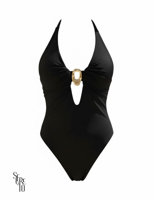 Conjunto Body e Pareô Jersey Mariela Preto