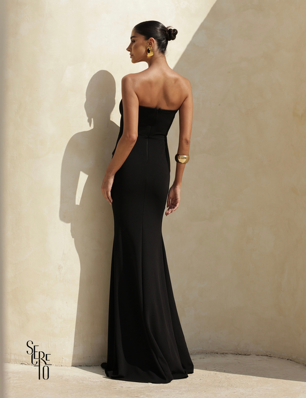 Vestido Longo Barbatana Lorrana Preto