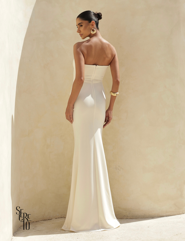 Vestido Longo Barbatana Lorrana Off White