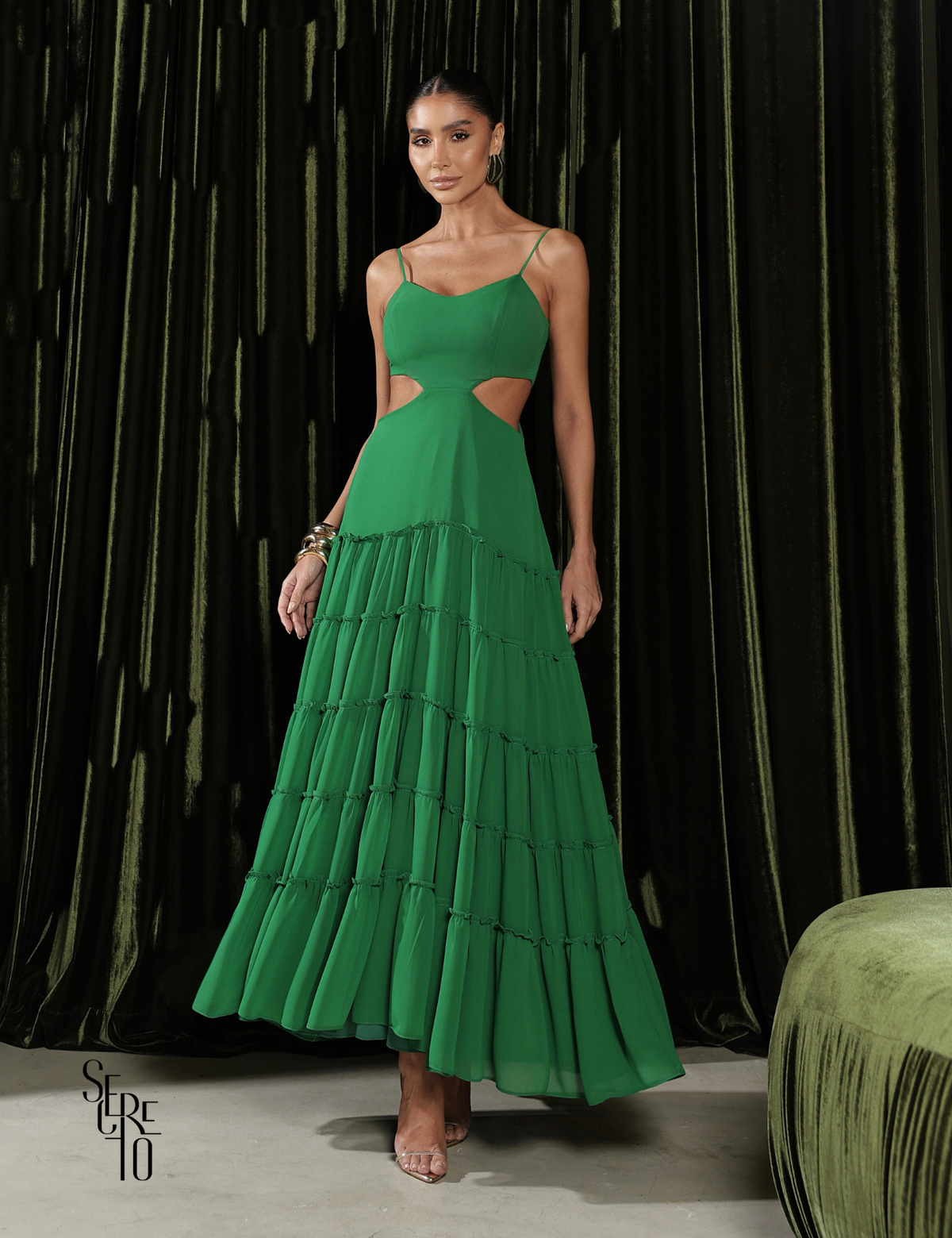 Vestido Longo Camadas Danielle Verde