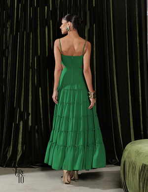Vestido Longo Camadas Danielle Verde