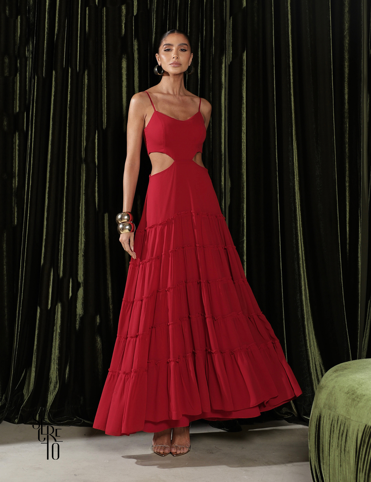 Vestido Longo Camadas Danielle Vermelho