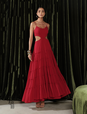 Vestido Longo Camadas Danielle Vermelho