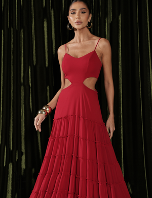 Vestido Longo Camadas Danielle Vermelho