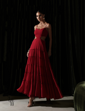 Vestido Longo Camadas Danielle Vermelho