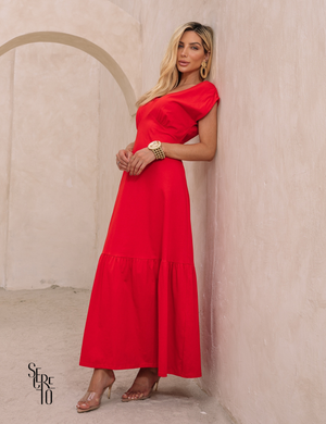 Vestido Longo Detalhe Costas Gabriela Vermelho