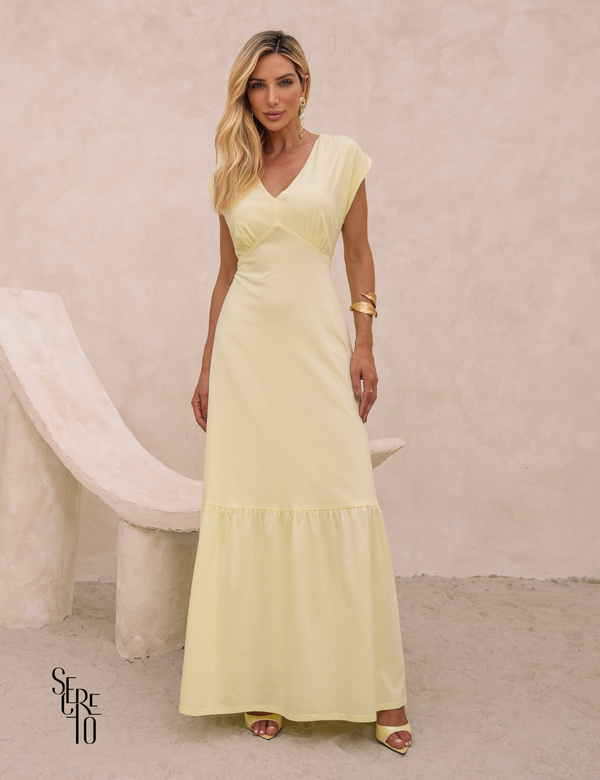 Vestido Longo Detalhe Costas Gabriela Camomila