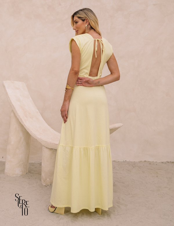 Vestido Longo Detalhe Costas Gabriela Camomila