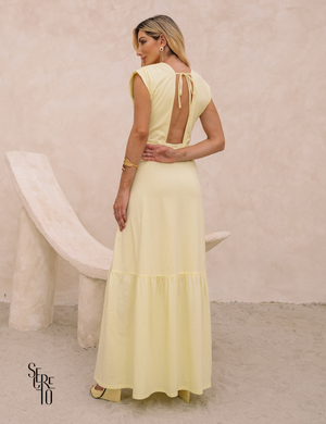 Vestido Longo Detalhe Costas Gabriela Camomila