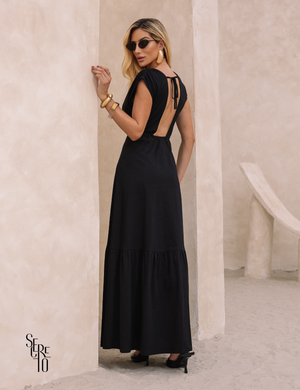 Vestido Longo Detalhe Costas Gabriela Preto