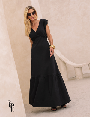 Vestido Longo Detalhe Costas Gabriela Preto