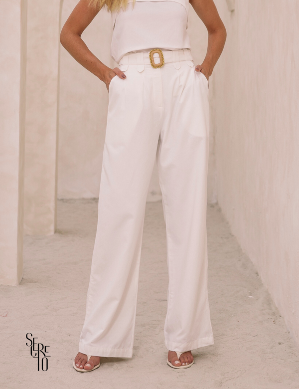Calça Com Cinto Bianca Branco