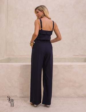 Regata Com Pala Bianca Azul Marinho